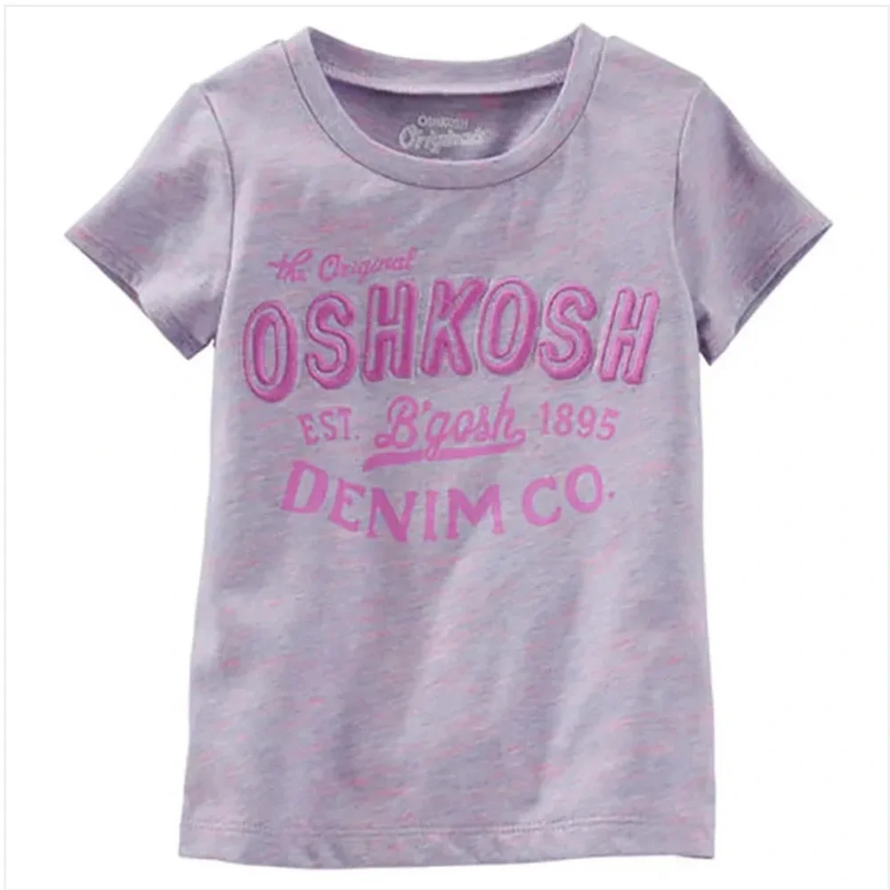 OSHKOSH B’gosh Girls Purple Graphic Logo Short Sleeve Cotton T-Shirt | Size 6